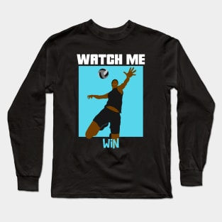 Watch Me Win Brown Skin Black Boy Joy Man Male Soccer Football Athlete Sports Afro Kwanzaa Gift Design Long Sleeve T-Shirt